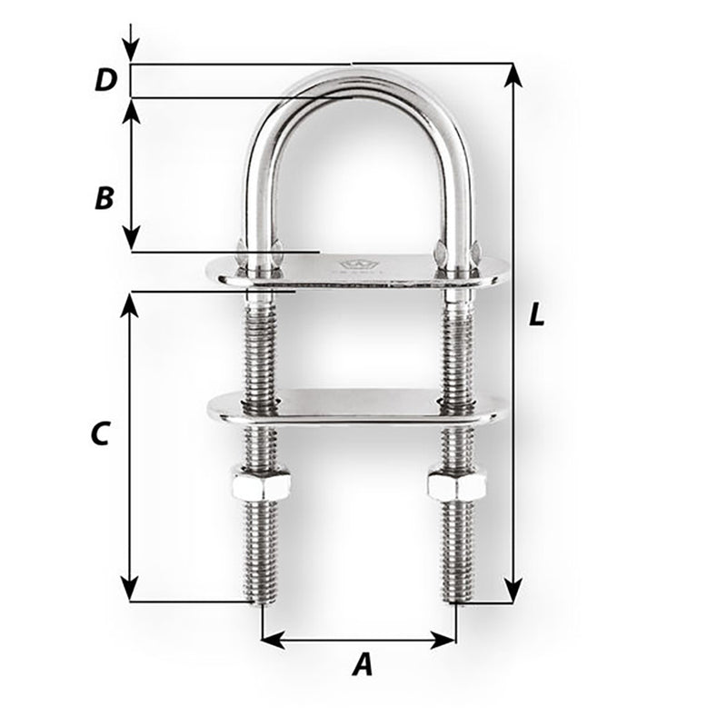 Load image into Gallery viewer, Wichard U-Bolt Pad Eye - 5mm Diameter - 13/64&quot; - 60mm Length - 2-23/64&quot; [06512]
