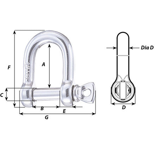 Wichard HR D Shackle - 14mm Diameter - 35/64