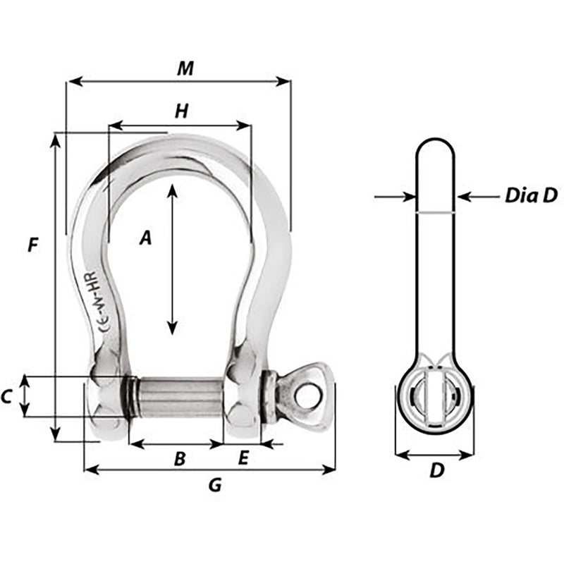 Load image into Gallery viewer, Wichard HR Bow Shackle - 14mm Diameter - 35/64&quot; [11240]
