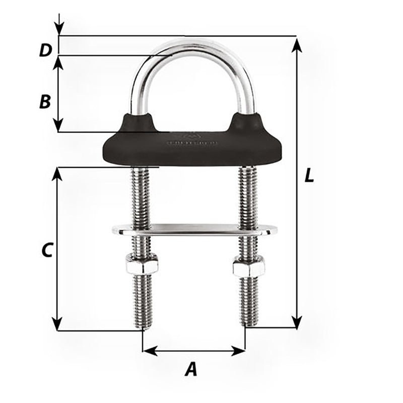 Load image into Gallery viewer, Wichard Black Watertight U-Bolt - 6mm Diameter - 15/64&quot; - 70mm Length - 2-3/4&quot; [65331]
