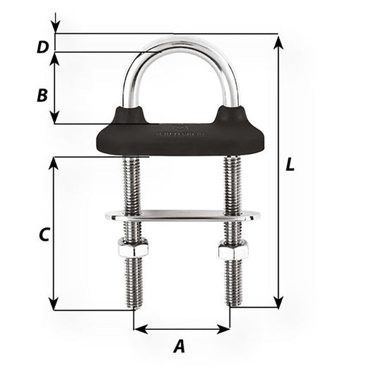 Wichard Black Watertight U-Bolt - 12mm Diameter - 15/32