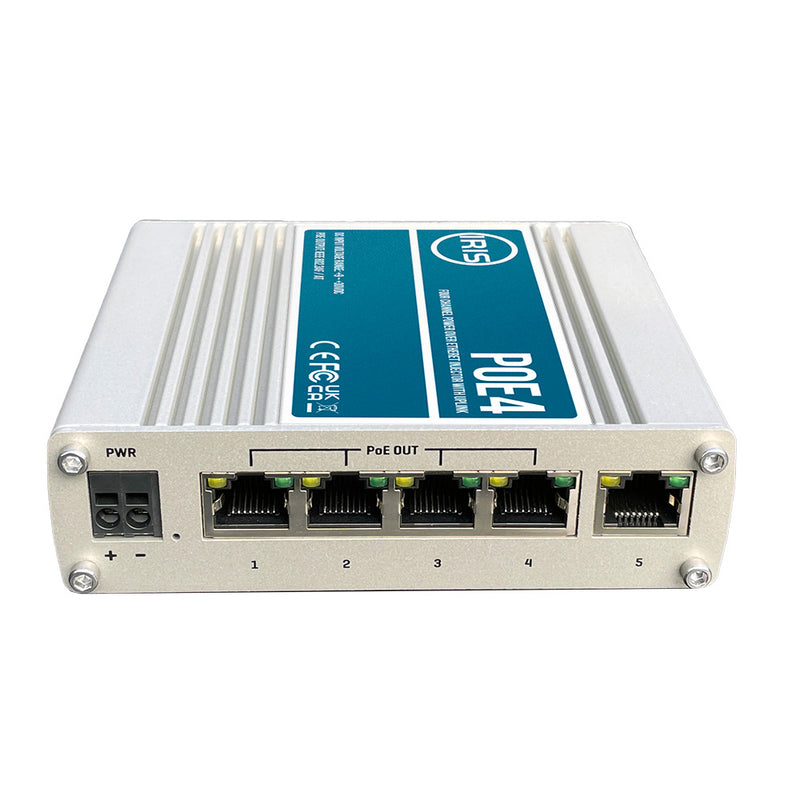 Load image into Gallery viewer, Iris Four Channel Uplink Power Over Ethernet Switch - IEEE802.3af  3at Compliant - 9-30VDC Input - 48VDC Output [POE4V2]
