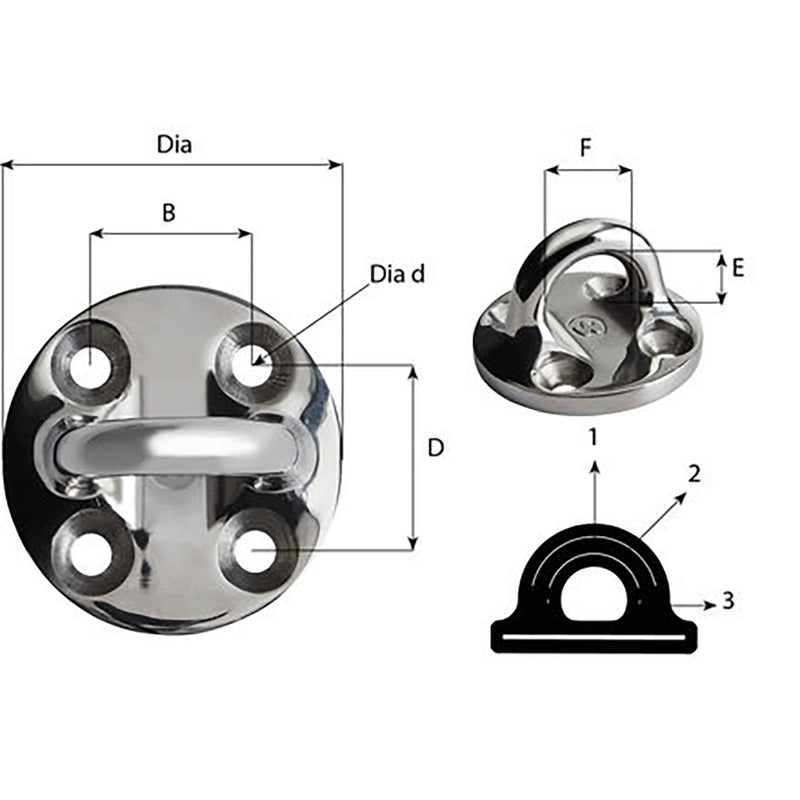 Load image into Gallery viewer, Wichard Round Pad Eye - 57mm Diameter (2-1/4&quot;) - Fixed [6635]
