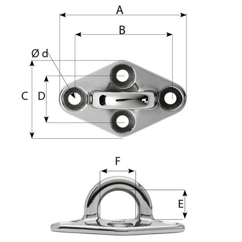 Load image into Gallery viewer, Wichard Diamond Pad Eye - Round - 60mm Length (2-23/64&quot;) - M5 Screw [6644]
