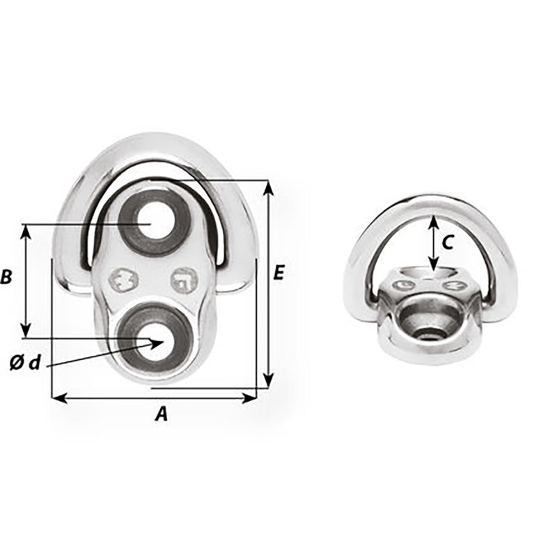 Load image into Gallery viewer, Wichard Folding Pad Eye - 6mm Diameter (15/64&quot;) - 2 Fixed Holes [6684]
